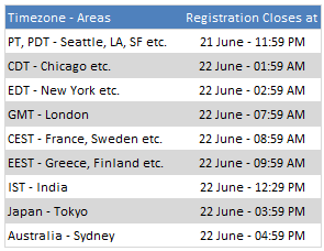 Excel school registration closing times